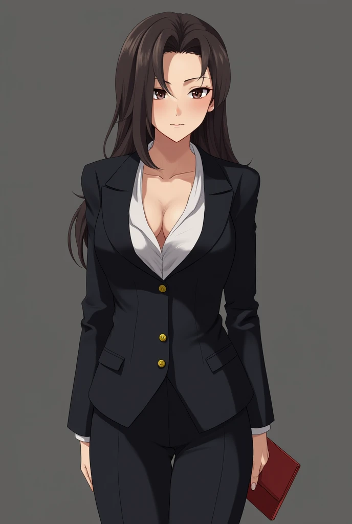 incomparable masterpiece, ultra 8k CG, ultra alta res, arte perfeita, limpo, rosto bonito, rosto puro, cabelo detalhe, finamente detalhado belos olhos e rosto, belos olhos detalhados, hiper extremo detalhado, melhor qualidade, Perfect illustration, extremamente delicado e bonito, extremamente detalhado, papel de parede 8k, Awesome, detalhes finos, arte oficial, papel de parede CG 8k extremamente detalhado, incrivelmente absurdos, tamanho de arquivo enorme, ultra-detalhado, extremamente detalhada, menina bonita detalhada, olhos e rosto extremamente detalhados, 1girl, solo, (chabashira sae:1.2), rabo de cavalo alto, terno, jaqueta, decote, velho, envelhecido, matural female, milf, seios pequenos, labia, olhando para o espectador, hands on hip, segurando caneca de cerveja, standingn, brown pantyhose, thighband pantyhose, grampo de cabelo, cabelo castanho, olhos castanhos, corpo inteiro, camisa branca, camisa de gola, blush, nariz blush, sorriso, boca fechada,