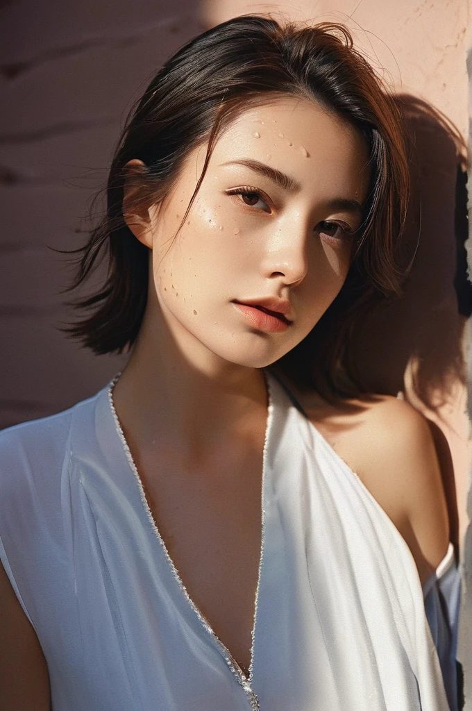 (A summer mods fashion lady and lying front the wall:1.4), water drops, straight hair, splash detailed, (surreal dramatic lighting shadow:1.4), (lofi, analog), kodak film by Brandon Woelfel Ryan McGinley.
ultra highres, sharpness texture, High detail RAW Photo, detailed face, shallow depth of field, (realistic skin texture:1.2), (freckles, moles:0.6), dslr, film grain, Fujifilm XT3,