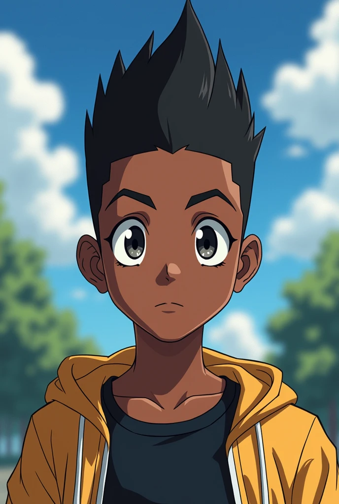 a tall negro with a crewew cut anime

