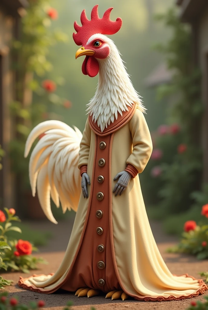 Let's create a chicken long frock with long buttons design