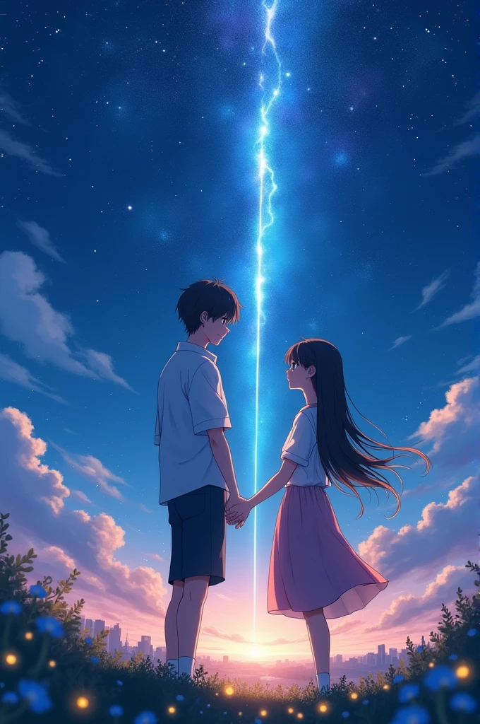 Shooting star with anime couple