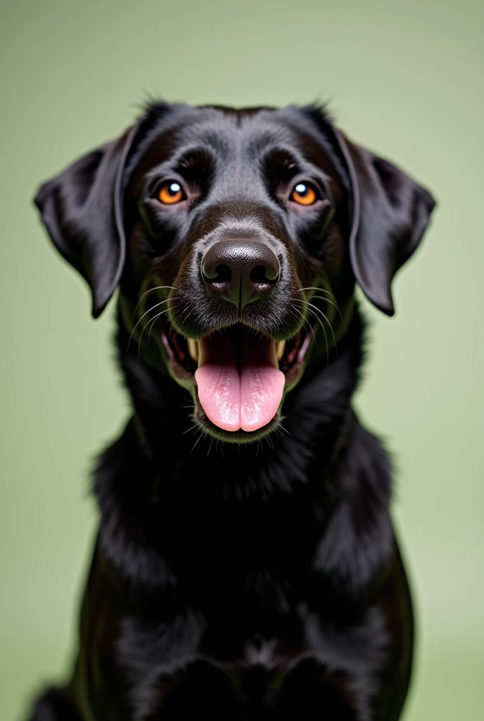 A HAPPY BLACK DOG IN THE FRONT PAGE