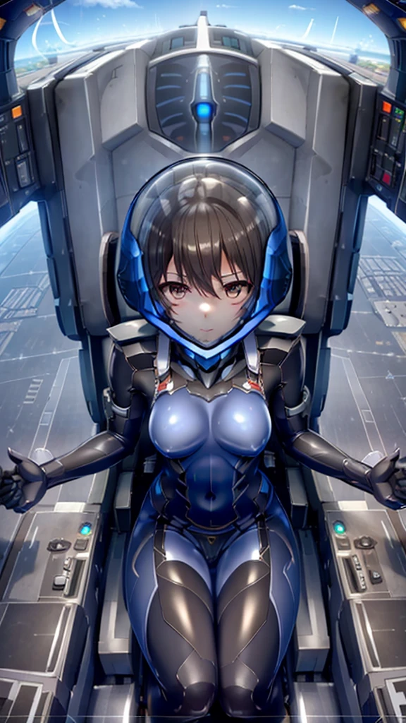  ((Female pilot in the cockpit of a reconnaissance plane), (airplane cockpit), (in flight), (10000 feet altitude)、(sky view):1.7),, short hair, street, emo, BLACK hair, white eyes, eyeliner, apocalypse, girl, nside the (cockpit:1.9) of a (futuristic spaceship:1.6), , blush,sitting on a chair, covered navel, space helmet, muvluv, space helm, plug suit , space helmet, eva helm, space suit, short hair,