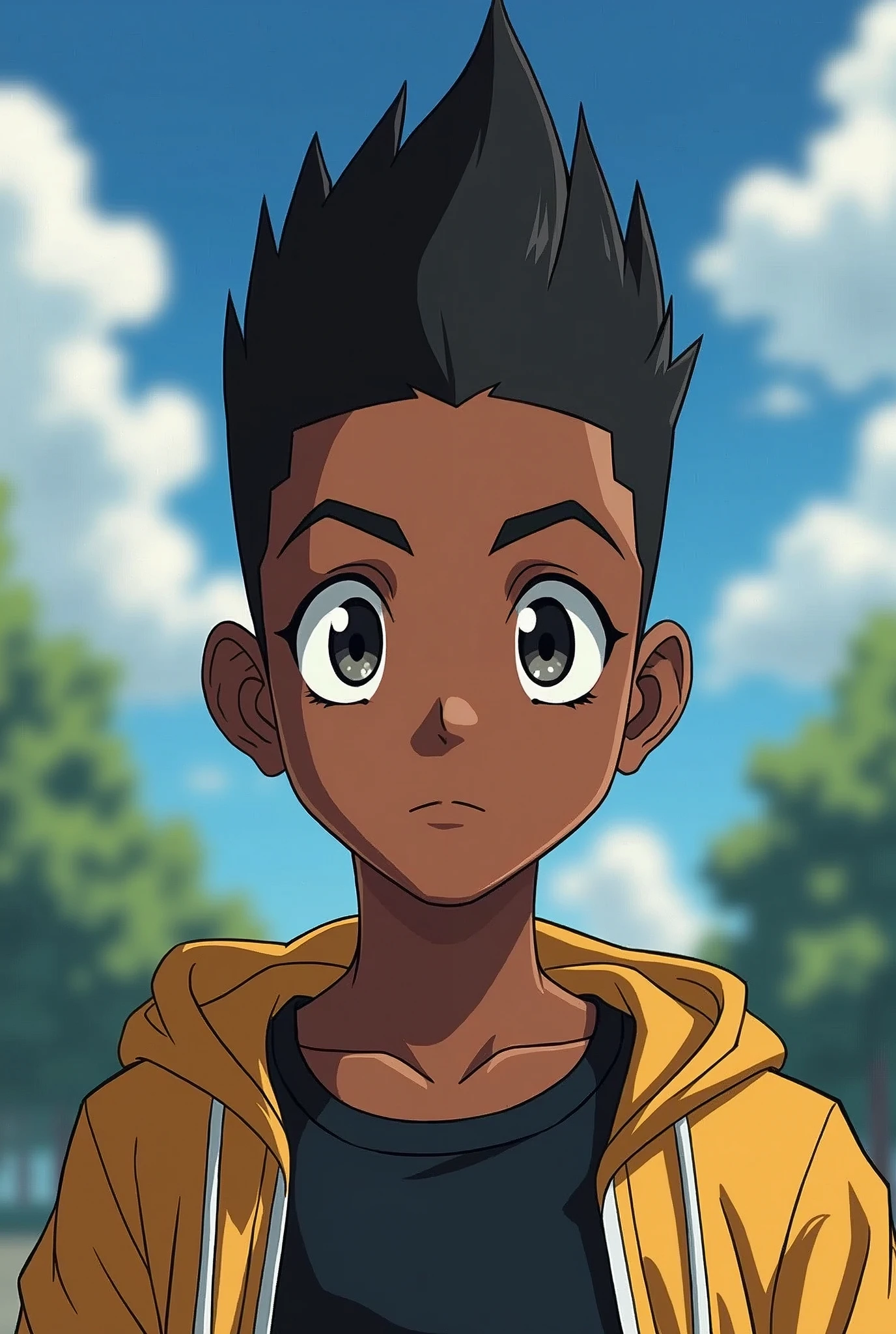 a tall negro with a crewew cut anime