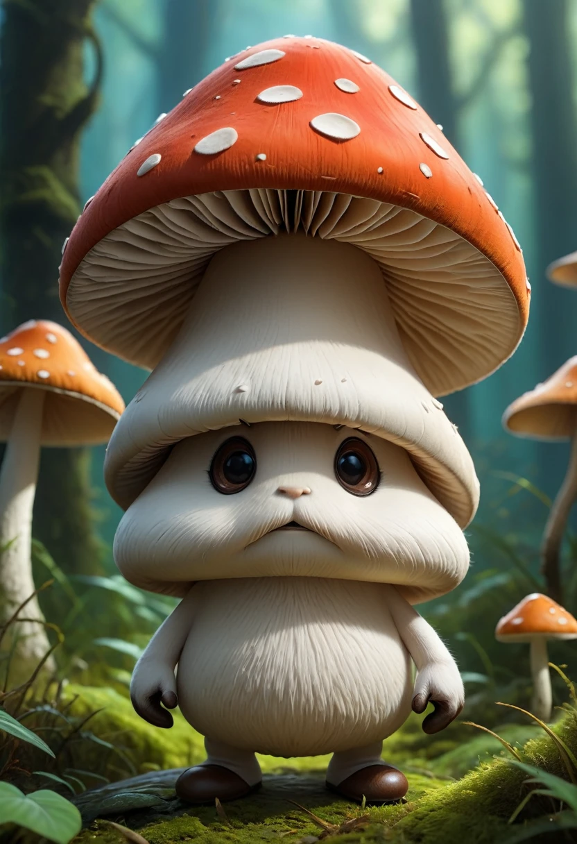 Anthropomorphic mushroom. Official Art – Charecter profile. An Award-Winning Digital Masterpiece In 4K Ultra HD, Extreme Detail And Intricate Realism. Symmetrical Face. This Concept Art Brought To Life By The Hands Of Artists Like Wlop & Artgerm In A Stunning 2D Vector Illustration.Background Is A Panoramic Vista.
