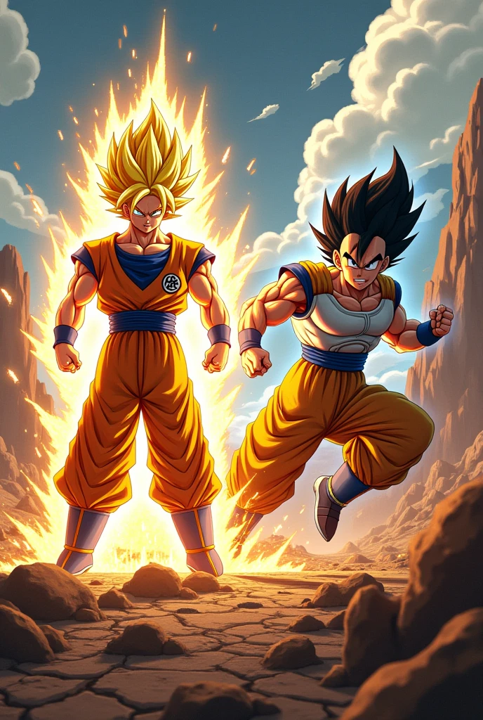 Have Goku become a legendary super sayayin while Vegeta attacks him with the final glow
