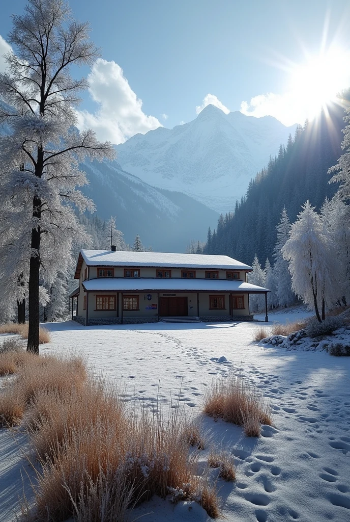 Frost in an educational institution in the Peruvian mountains