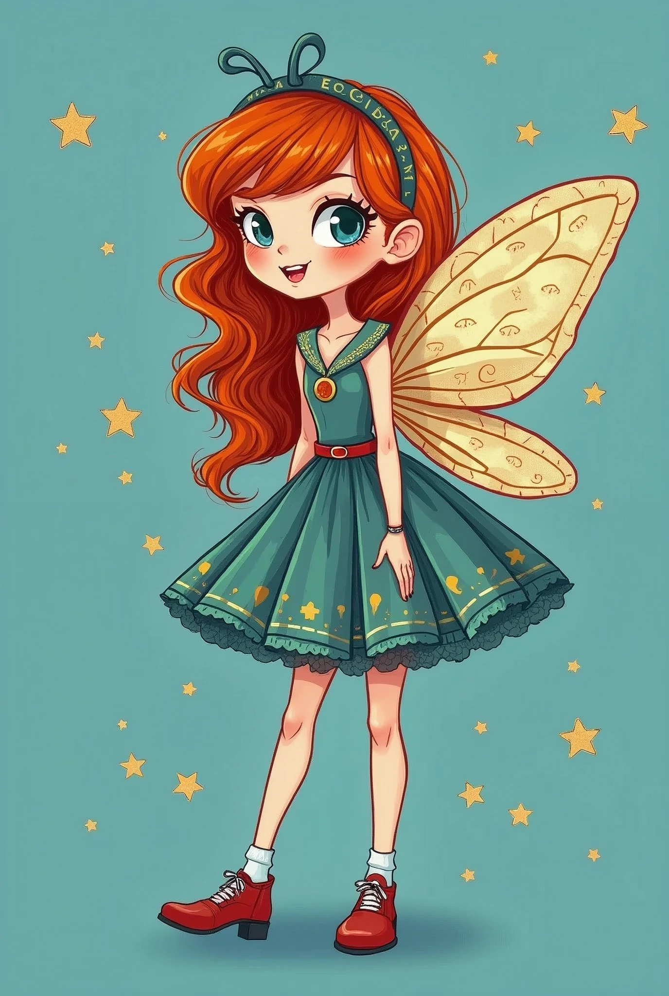 Redheaded fairy in a blue background by joaramisonshenker at stocksy united, in the style of fashion-illustration