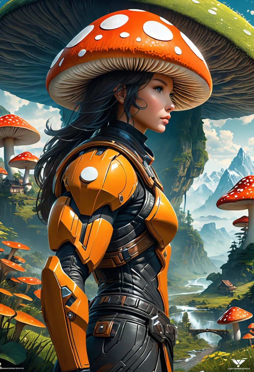 Anthropomorphic humanoid mushroom. muscular. Official Art – Charecter profile. An Award-Winning Digital Masterpiece In 4K Ultra HD, Extreme Detail And Intricate Realism. Symmetrical Face. This Concept Art Brought To Life By The Hands Of Artists Like Wlop & Artgerm In A Stunning 2D Vector Illustration.Background Is A Panoramic Vista.