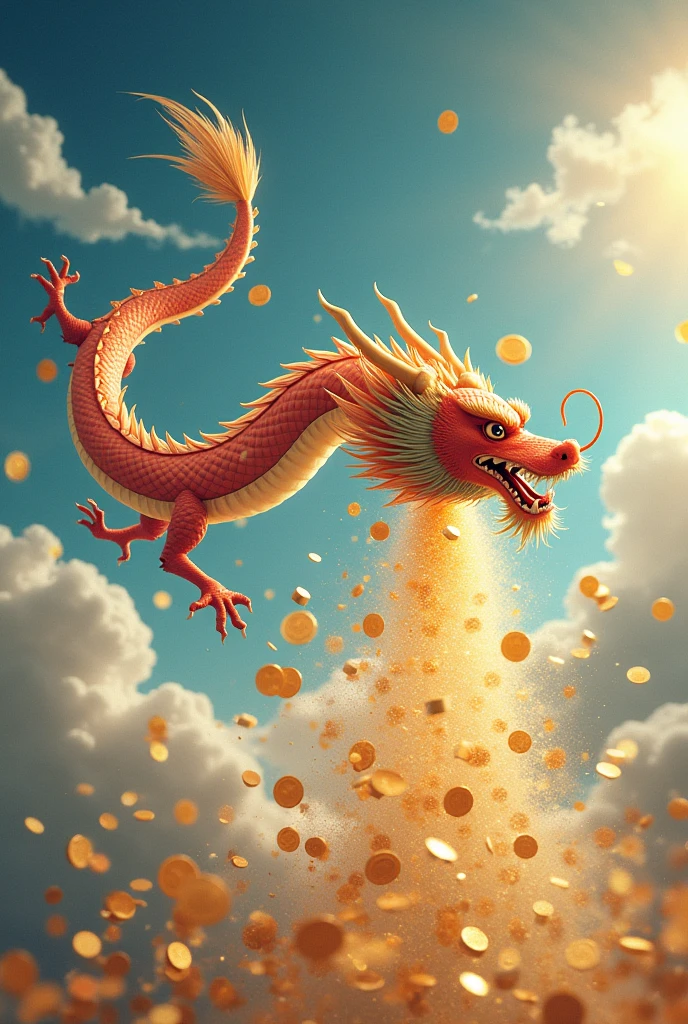 Dongfeng dragon and money rain from the sky