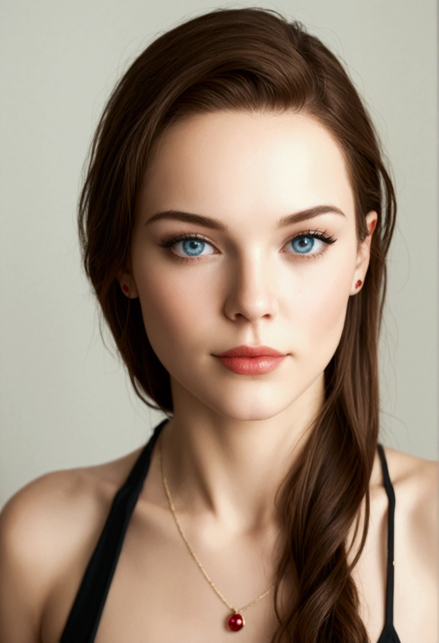 A cyborg girl stands in the center of a large bright studio and is engaged in creating her self-portrait on canvas. She is depicted in all her majestic beauty and elegance. Her metallic skin reflects the light, creating a play of hues and highlights like an expensive piece of jewelry. Her long metal hair frames her face, giving her a mysterious and alluring look. Her bright eyes, in which light shimmers, stare straight ahead with confidence and the strain of creative inspiration. The cyborg girl is depicted in a graceful pose, showing off her grace and strength as well as the fine workings of her mechanical limbs. Her hands hold brushes and are immersed in the creative process of creating a stunning work of art. The outline of the self-portrait she is creating with oil paints is already outlined on the canvas. The drawing begins to come to life under her dexterous fingers, gaining depth and volume, and the coating of color fills the canvas with bright hues and rich colors. This entire moment is captured in a gorgeous and amazing scenario that combines the beauty of art, power and technological advancement to make the cyborg girl a unique and inspiring image.