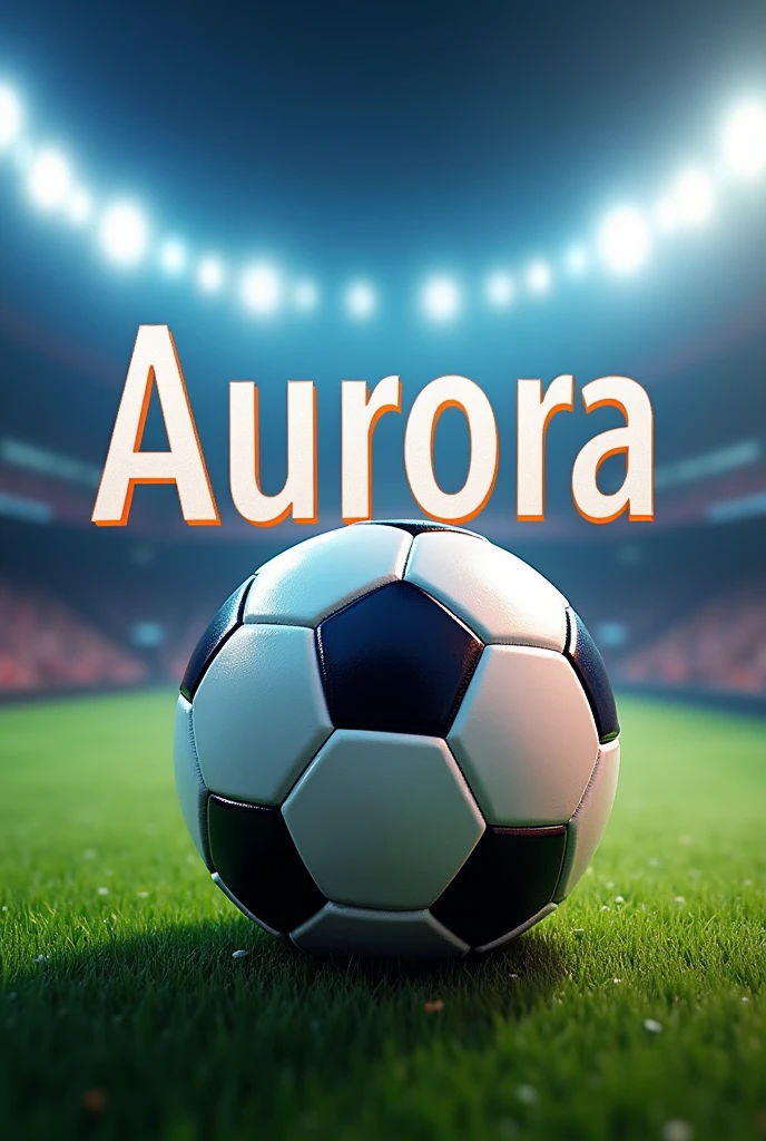 Image with soccer ball and show the name "Aurora" WITH BIG LETTERS. 