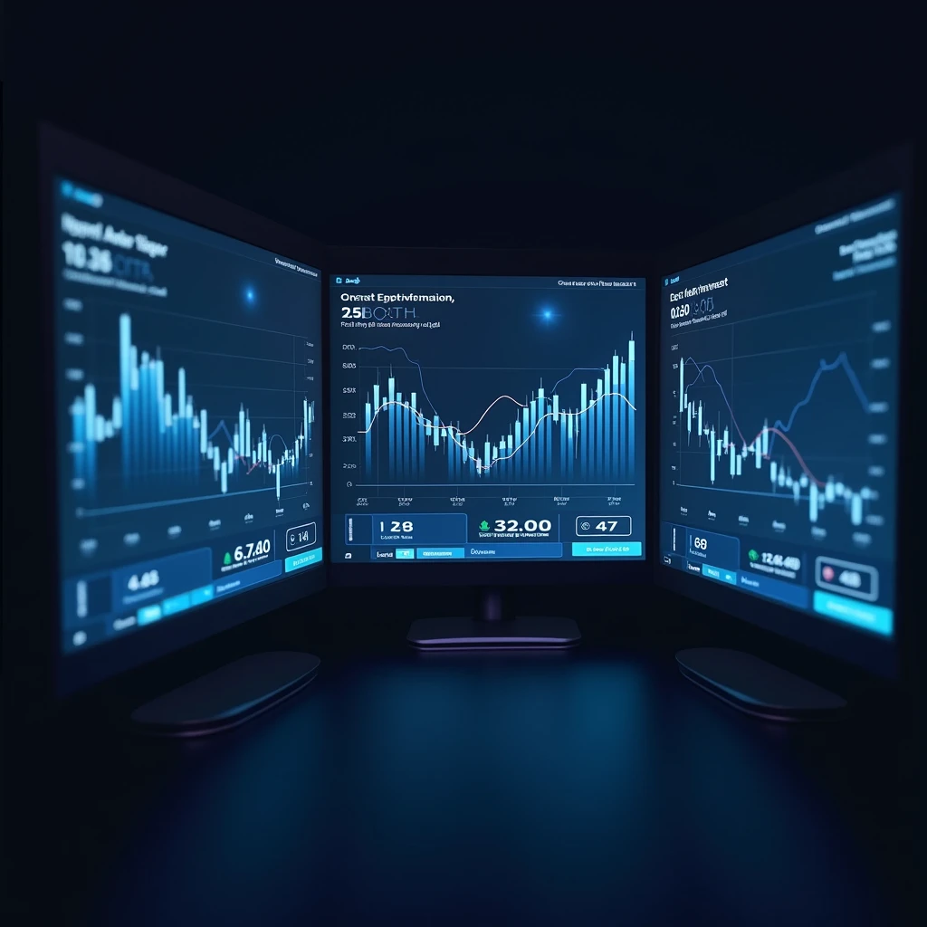 several screens with the financial graph open