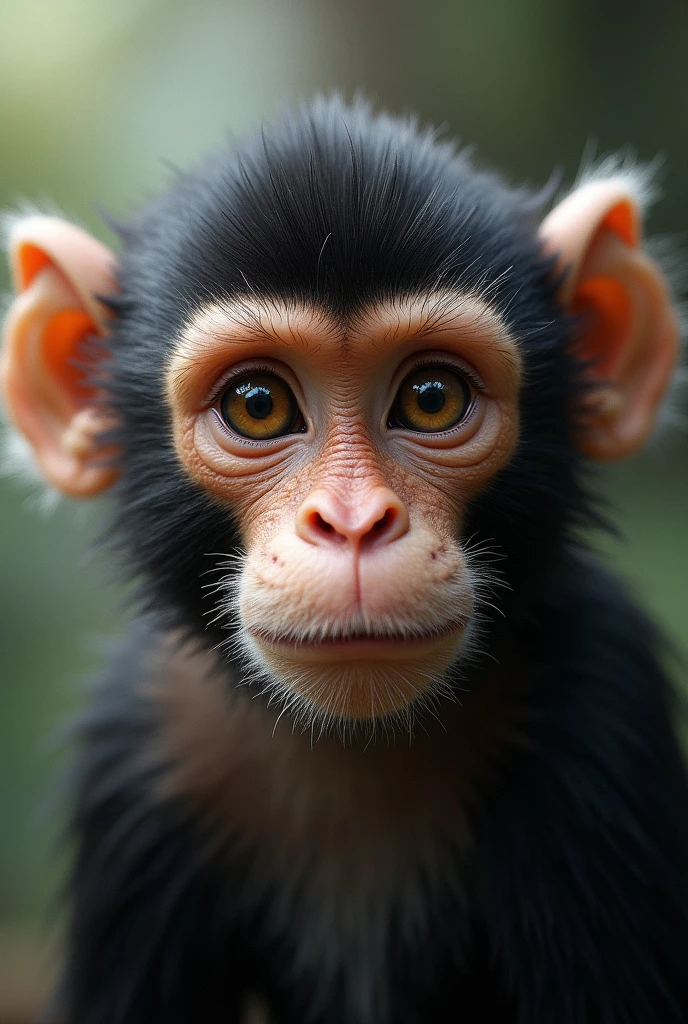 Realistic monkey facing in front focus in face