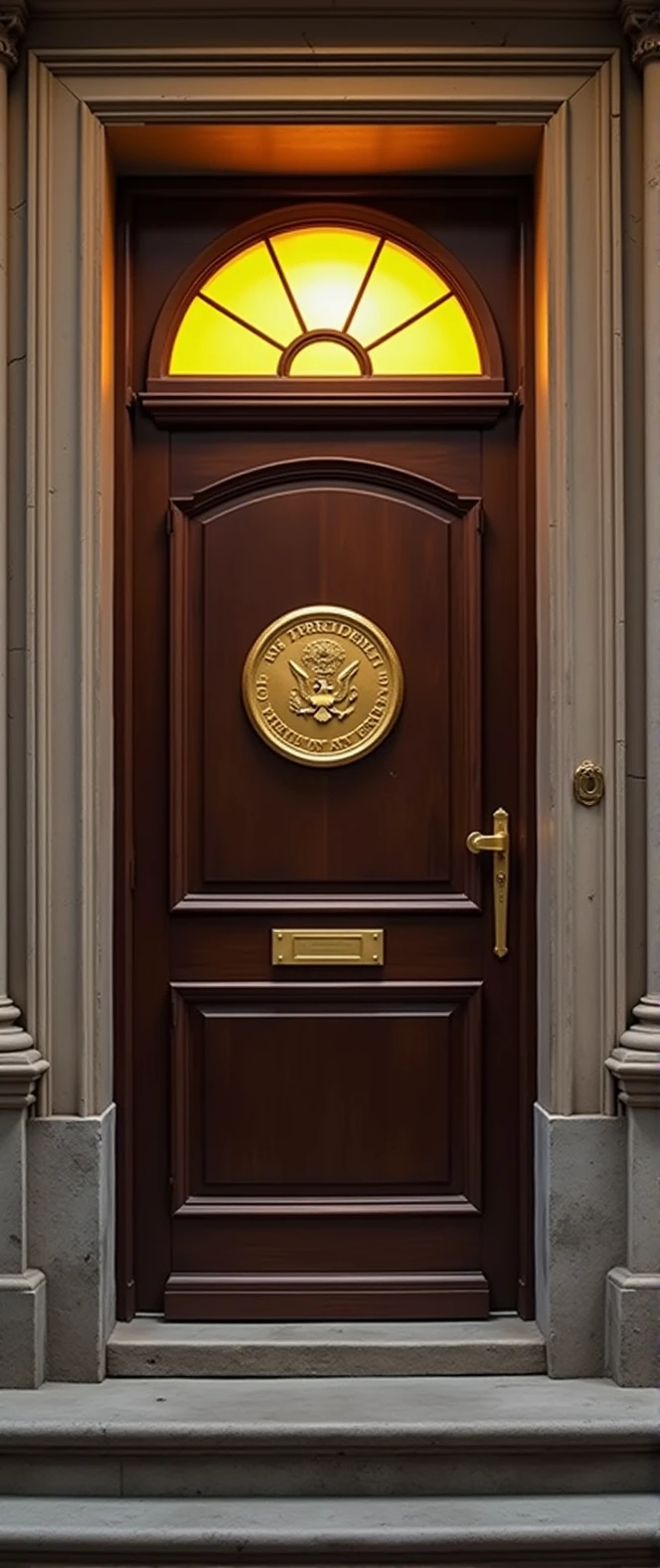 gold plate adorning the door with the words president of latin america