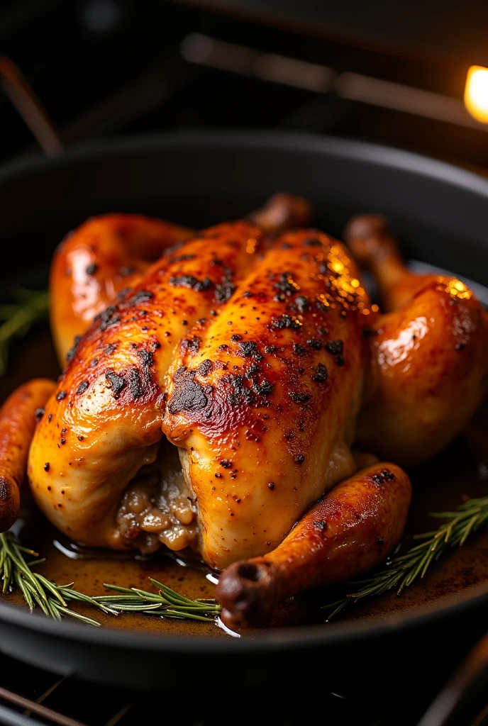 AN IMAGE OF APPETIZING ROASTED CHICKEN IN AN OVEN