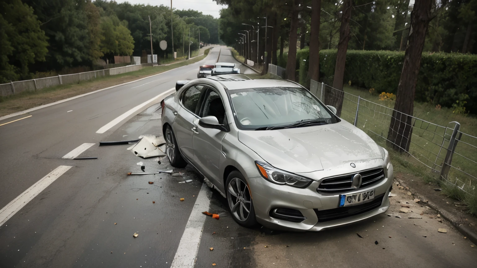 car loses control and hits a wall and damages the front a lot