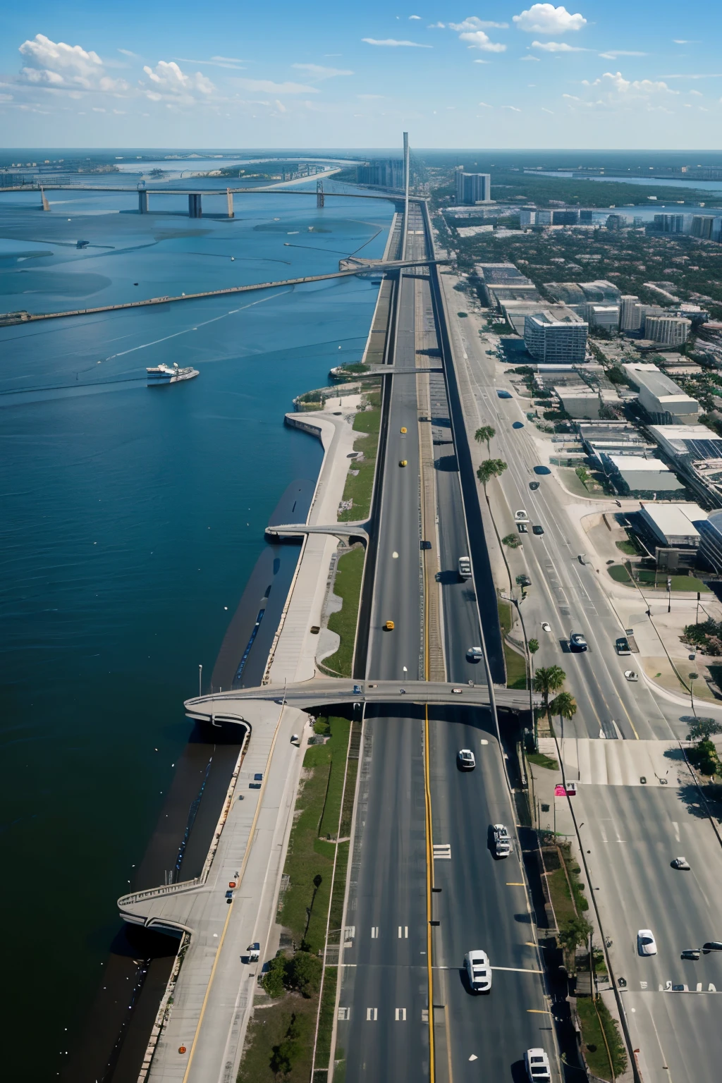 jacksonville, florida from the Dames Point Bridge overlooking the harbour