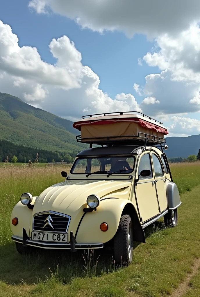 peugeot 2cv avec une modification de carosserie en camping car