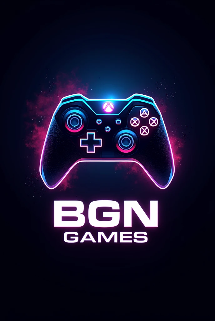 Create a gamer-style logo with a controller and the letters BGN GAMES