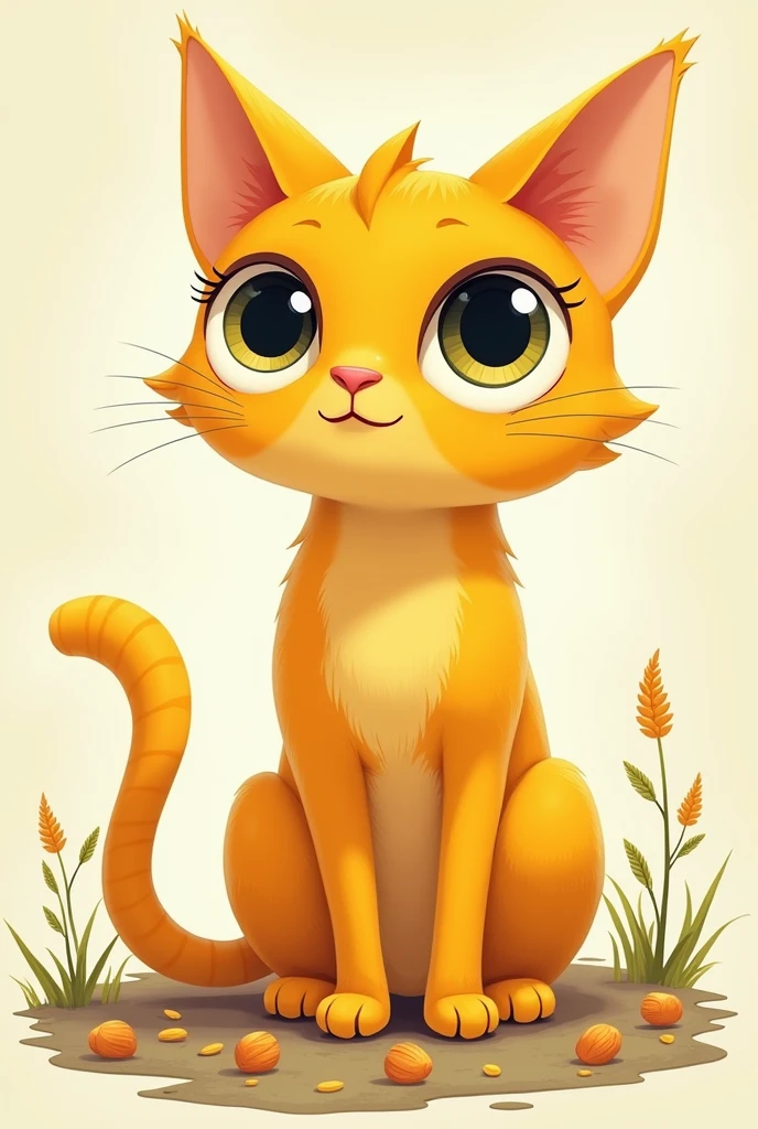 The big-eyed yellow cat makes money with knowledge. The yellow cat with leadership does not wear clothes. 