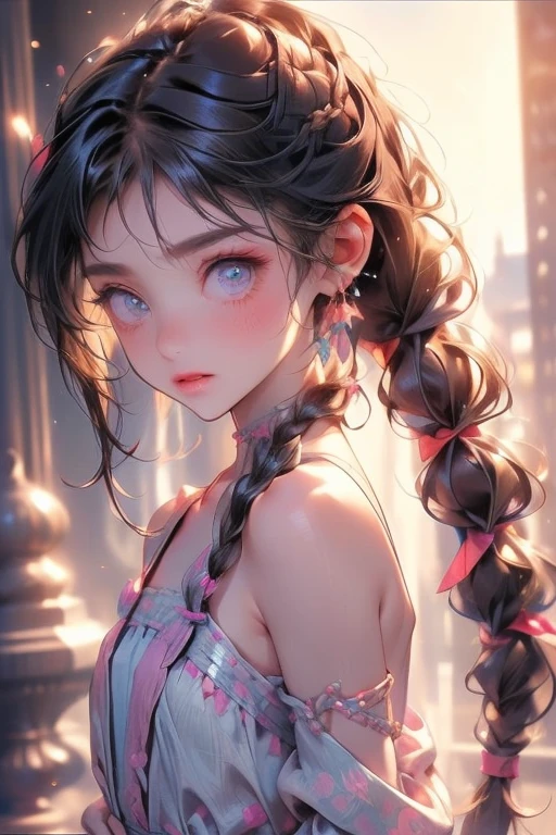 ((best quality)), ((masterpiece)), (detailed), 1girl, (big forhead:1.2),extremely detailed cute anime face, (((flat chest))), (flat chest:1.1),((((long twin braids,tight braids,long braid,braided hair,long hair)))),intricate eyes,beautiful detailed eyes,symmetrical eyes,(((detailed face))),beautiful detailed lips, looking at this, (((embarrassed))),(horrified expression),(panic),(crying),highres,(best quality),(ultra detailed,extremely detailed),perfect face details, ((masterpiece:1.4, best quality))+, (ultra detailed)+, long twintails, cute girl, (flat chest:1.1), small breasts, slim body, skinny, (narrow hips), prominent collarbones, skinny arms, flat stomach, visible hip bones, long hair, red hair, white hair, blonde hair, dark hair, ponytail, thick ponytail, heavy ponytail, small breasts, perfect face, small breasts (flat chest:1.1), NSFW, long revealing gown,Detailed body,Full limbs,(from behind), (turning), NSFW, (flat chest:1.1), nude