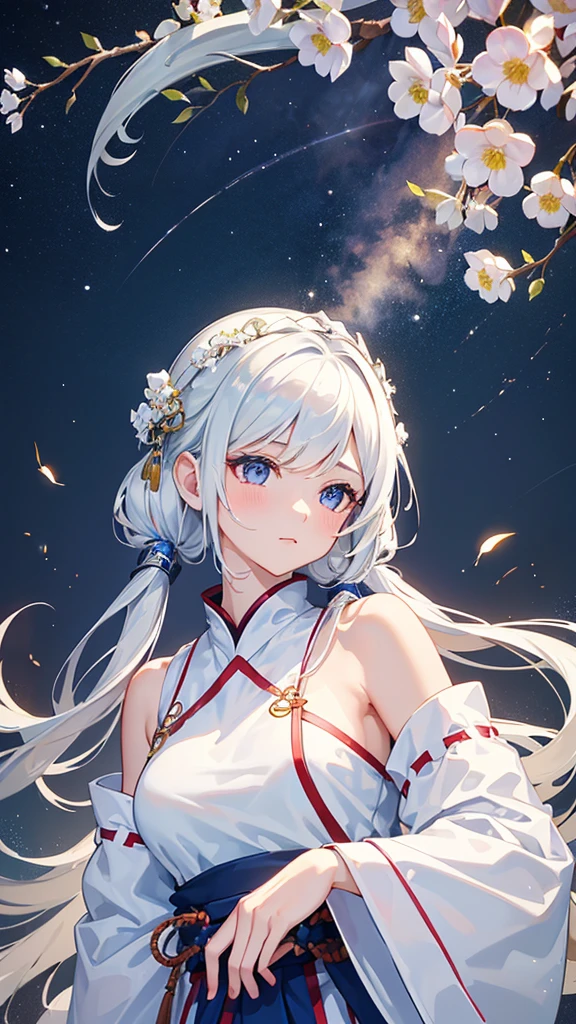 best quality, masterpiece, High resolution,, 1 girl, Detailed face, (Upper Body:1.6), Internet city, Mountains and rivers, night, Firefly lamps, actual, Rich in details, (White Hanfu:1.2), (Beautiful body:1.4),