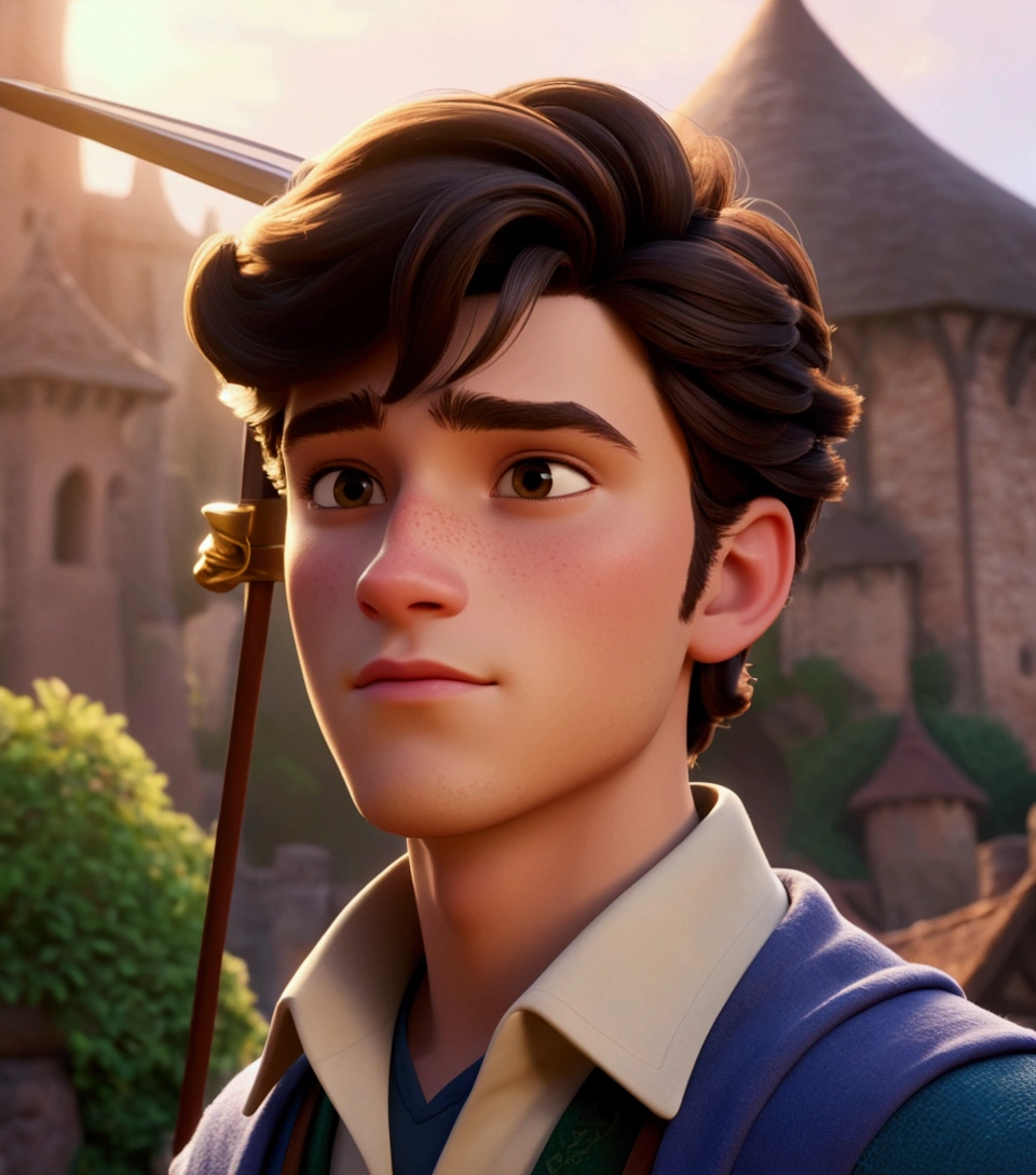 A 19 age old boy just like disney prince 3d , Hd, high Deaitals, high quality, realastic, 8k ,