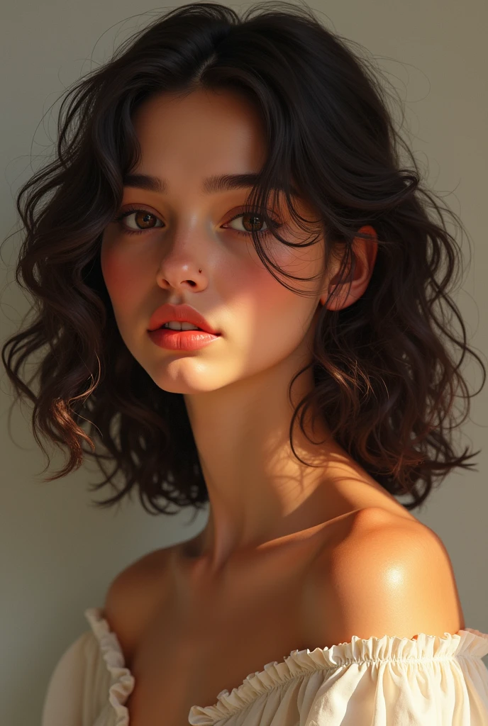 Woman Age: 16 to 17 years old Hair: curly, a little lower than the shoulder Skin: Parda Nose: average, round-cropped
Olhos: amêndoados, color brownish black Face: round-cropped