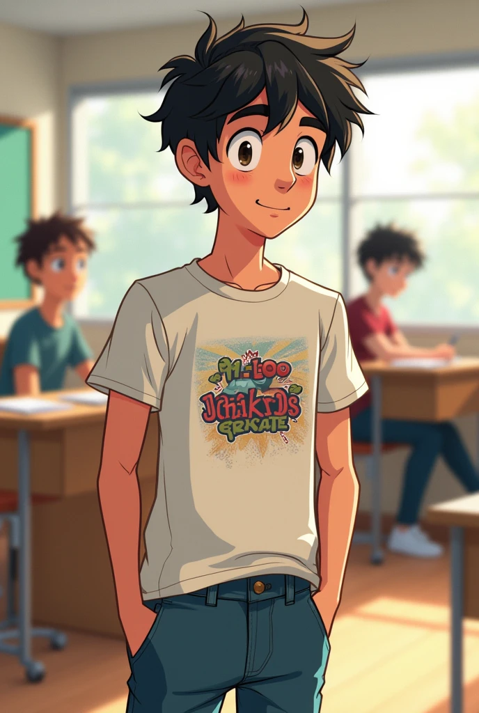 **Jake:**

- **Appearance:** Jake is a classmate with short, tousled dark hair. He usually wears a graphic t-shirt and casual jeans, with a laid-back and relaxed demeanor.
- **Personality:** Jake is easygoing and prefers a more spontaneous approach to tasks. He values creativity and often believes that stepping away from work can lead to better ideas later. His approach to schoolwork is more flexible and less rigid compared to Emma’s. (comic)