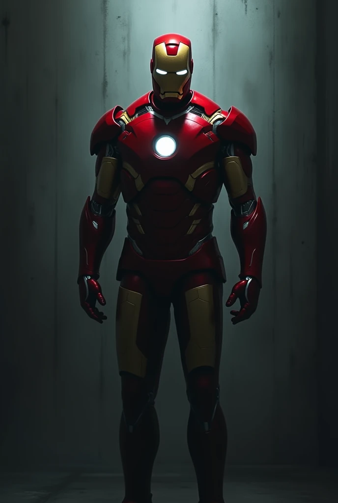 iron man was standing in the dark and looked vague