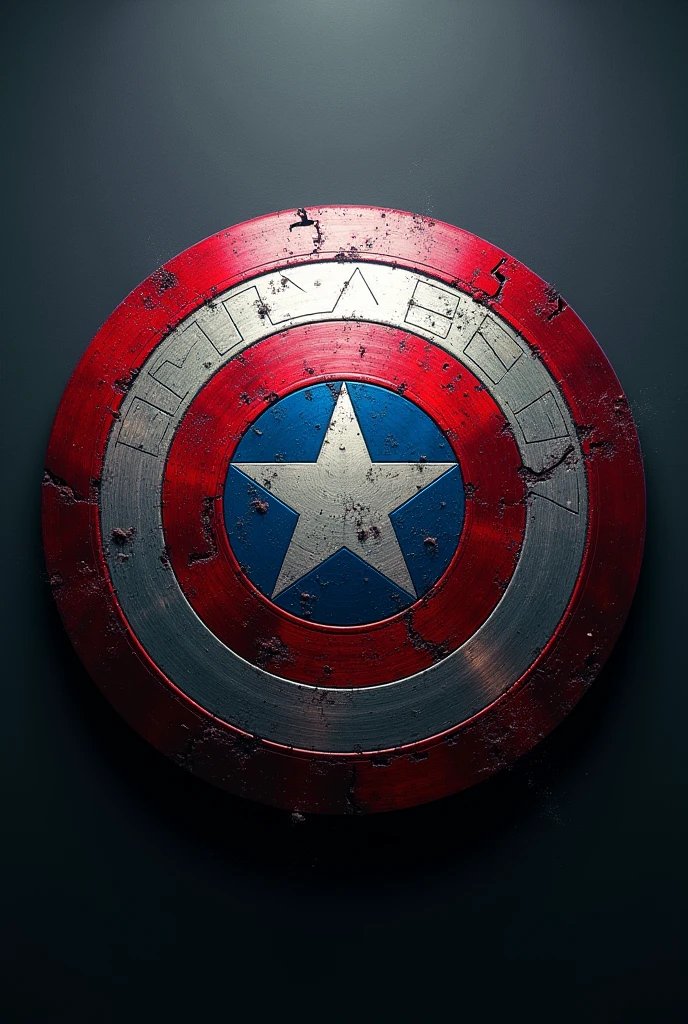 Bayern Munich shield invited with Captain America's shield, Below Iron Man's fight against Captain America in the center, with a dark background