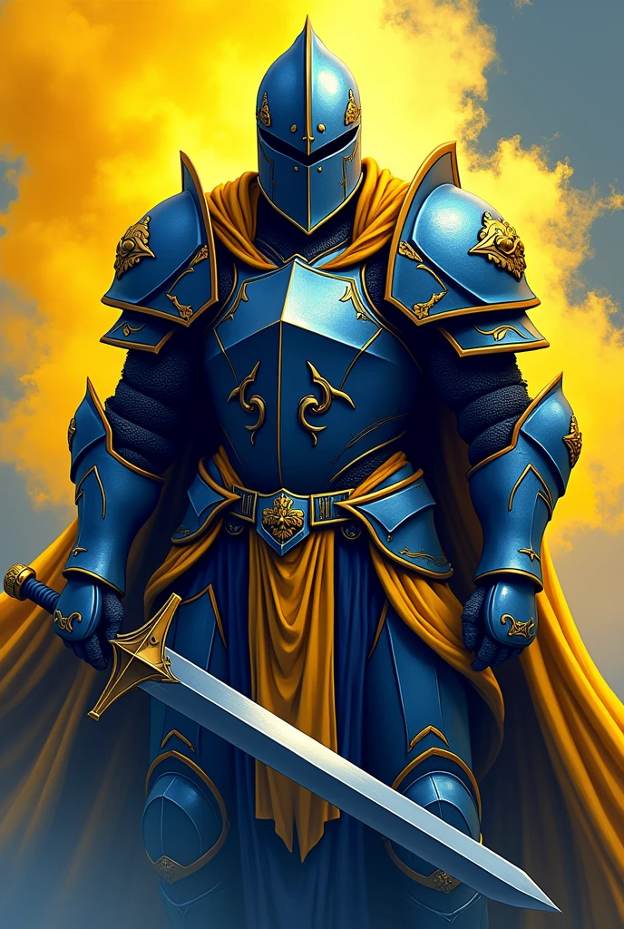 Gazi gaming  logo in yellow and  blue colour with gamer knight style 