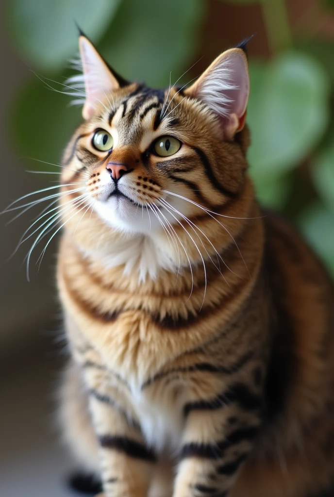 A HAPPY CAT SITTING IN THE CLOSEUP