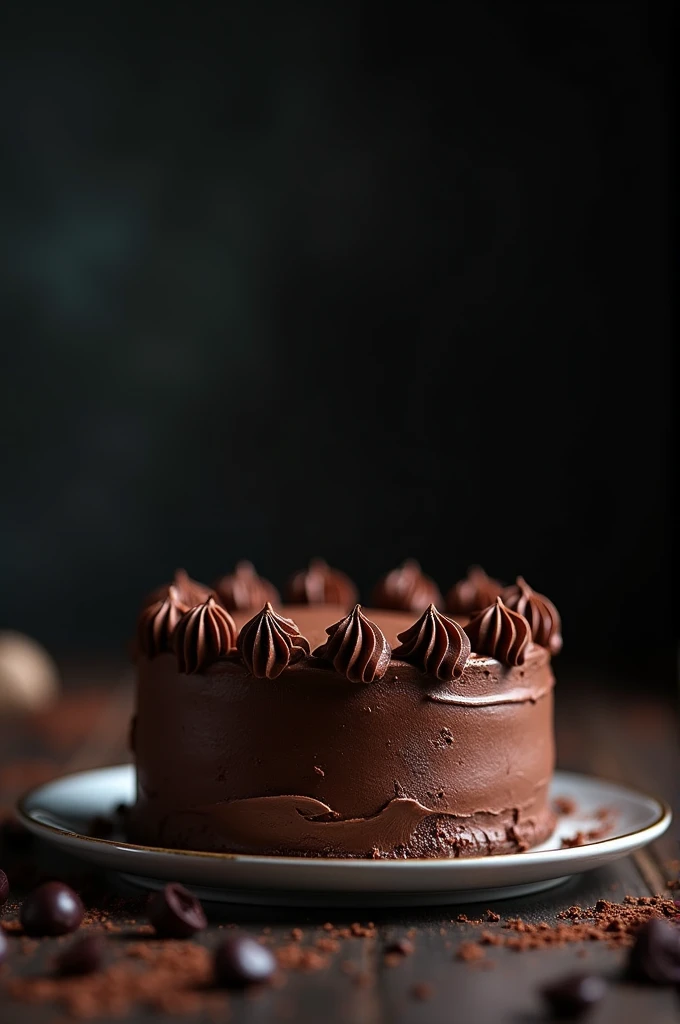cinematic film still chocolate, chocolate cake, dark background, quality photo, moist texture, frosting, studio photo, slice . shallow depth of field, vignette, highly detailed, high budget, bokeh, cinemascope, moody, epic, gorgeous, film grain, grainy