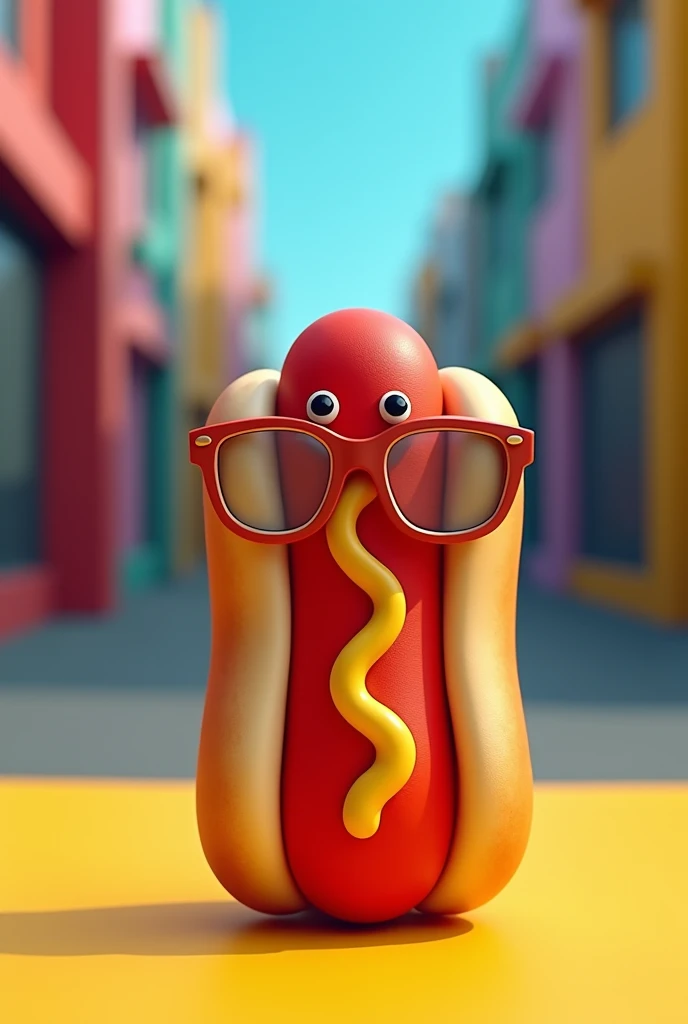 A cool looking hot dog themed apple pencil case with glasses