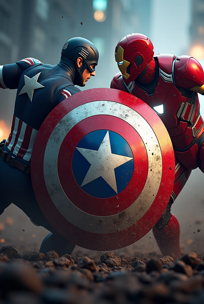 Bayern Munich shield invited with Captain America's shield. Down with a fight between Iron Man and Captain America, at night
