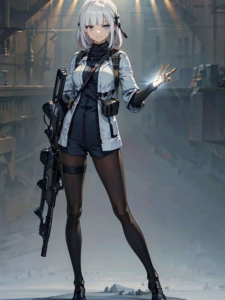 holding_gun, assault_rifle, Very detailed, Anime Style, whole body, alone, Stylish Gunfighter Girl, Holding a steampunk long barrel pistol,Standing in the wasteland, 8K high resolution, White Background, In the spotlight, The background is a dark and desolate landscape, Horror movie atmosphere. Her figure is very beautiful, Emphasizing the dark and crazy elements. Skillfully expressing the effects of light and shadow, 