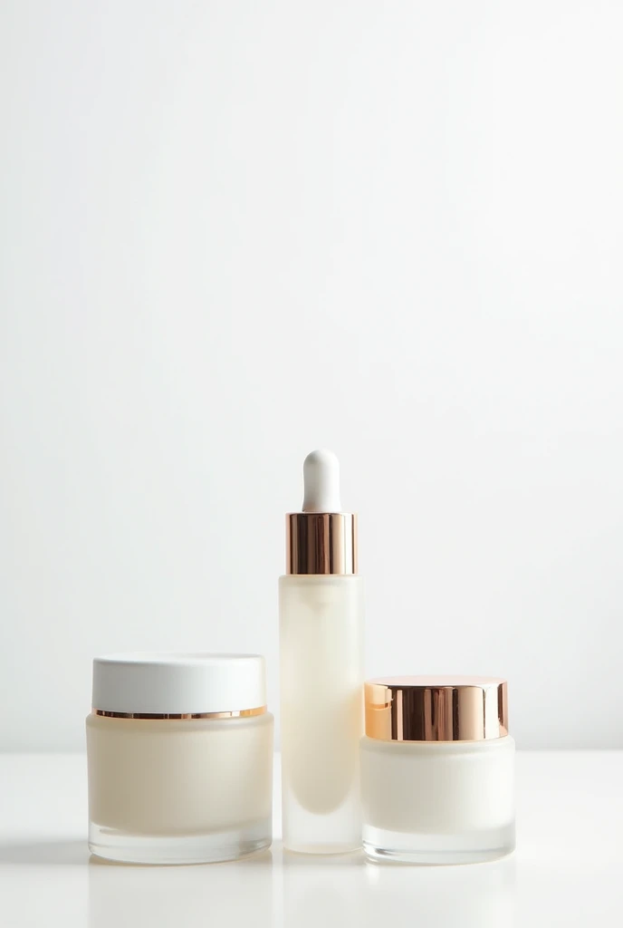 Unlabeled beauty products, white background, clear, posh, chic, Serum, glass