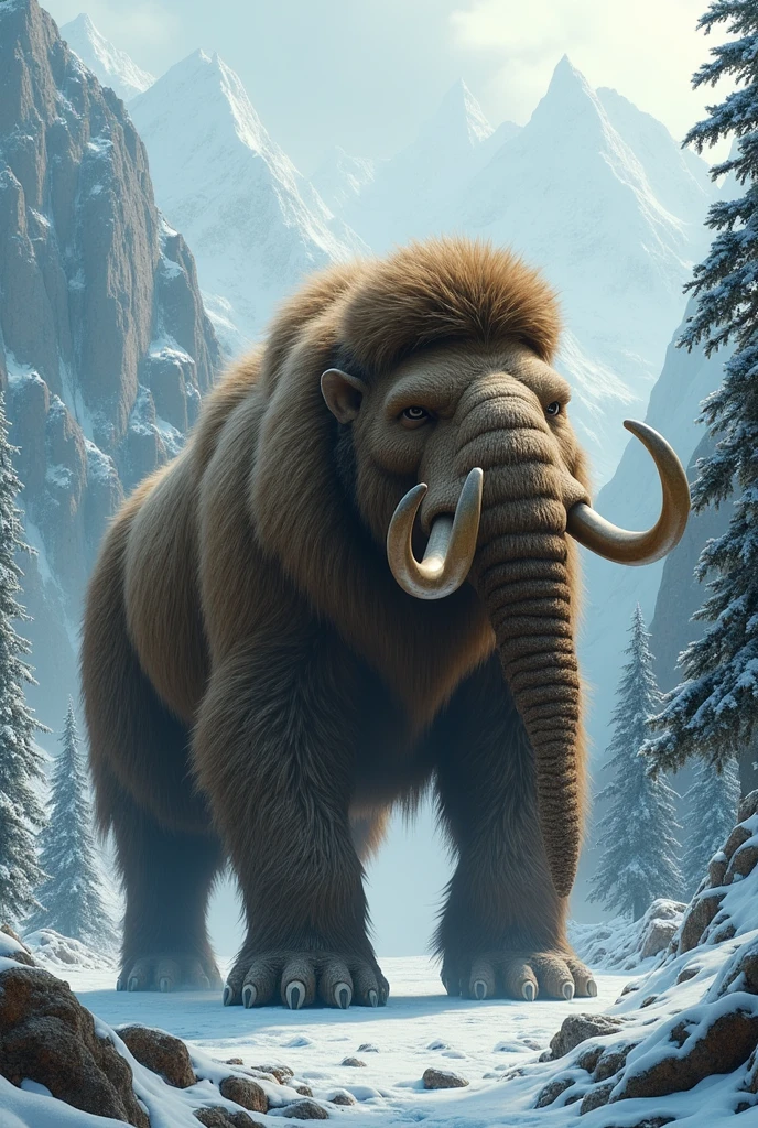 Photo fusion of woolly mammoth and Wolverine 

