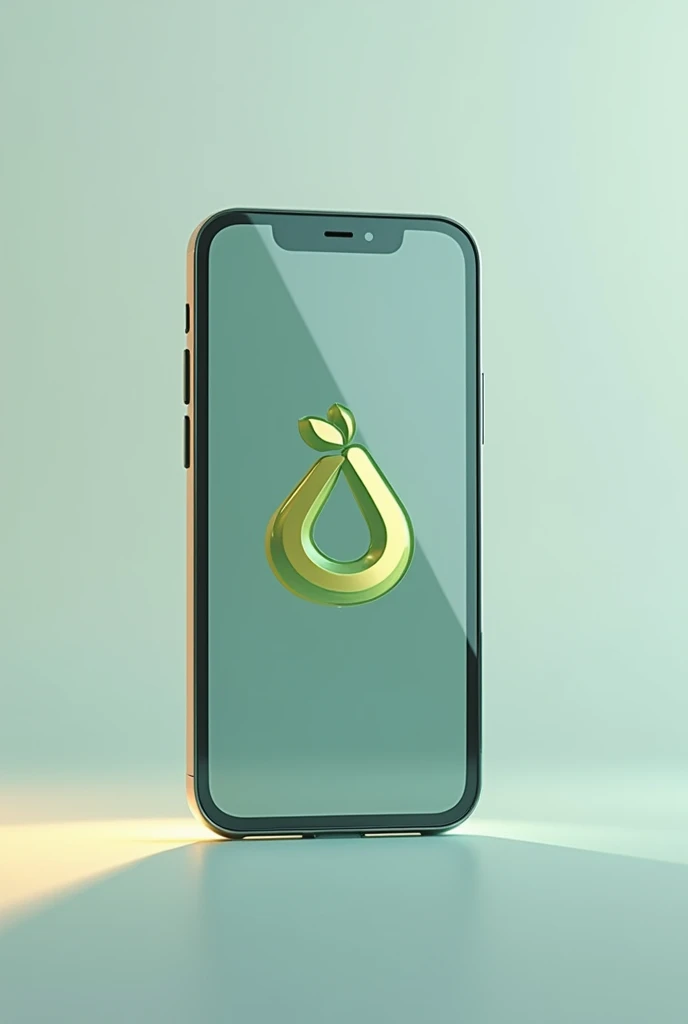 Make an image of a cell phone with a pear bite symbol and the brand name is pear pad