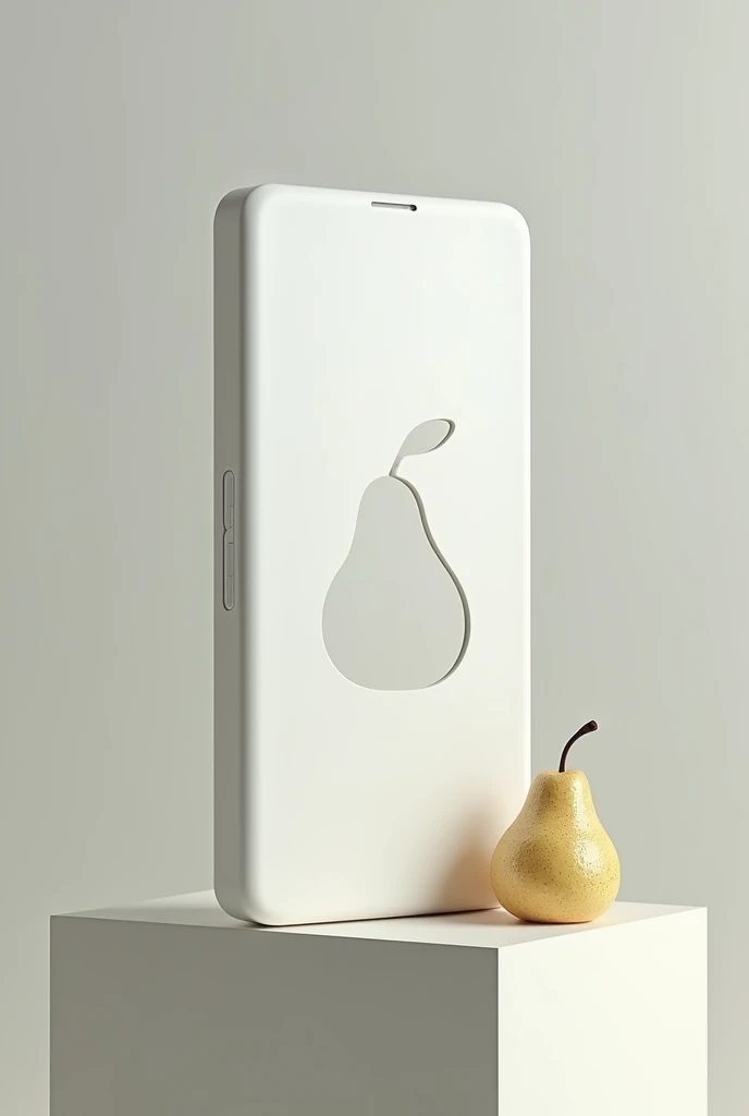 Make an image of a cell phone with a pear bite symbol and the brand name is pear pad