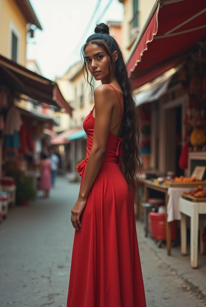 Woman with long street vendors perfect body, eexi