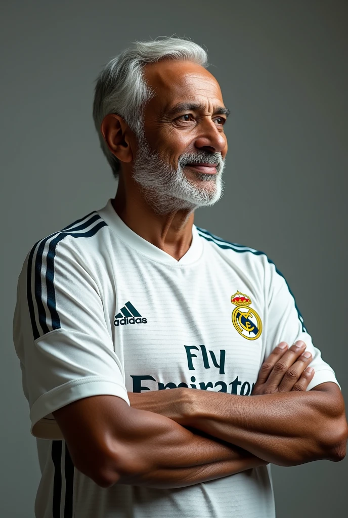 Nobel peace of 2006 leautrete professor Mohammad Yunus with real madrid t-shirt