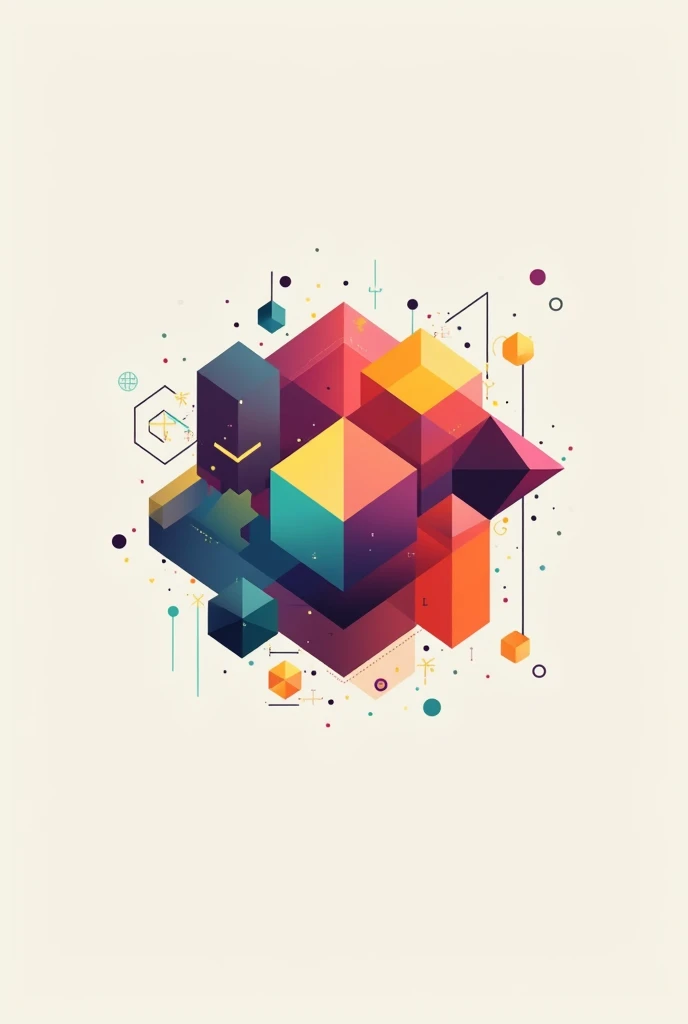 Create a logo with this name "GeoMaster" with many colors in an abstract way and containing basic platonic geometric figures.
