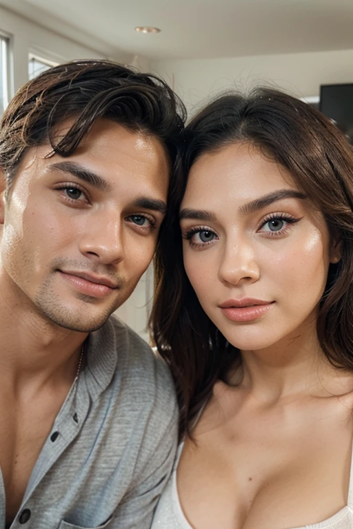 Hot couples, handsome men and beautiful women with clear faces like make-up photos