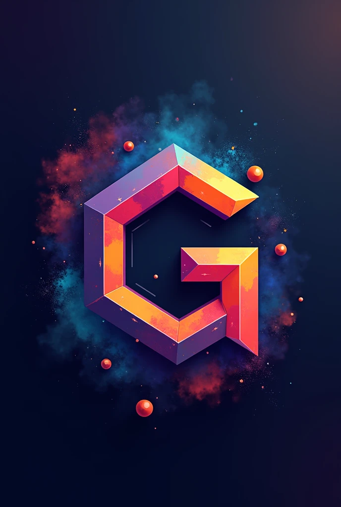 Create a logo with this name "GeoMaster" with many colors in an abstract way and containing basic platonic geometric figures.
