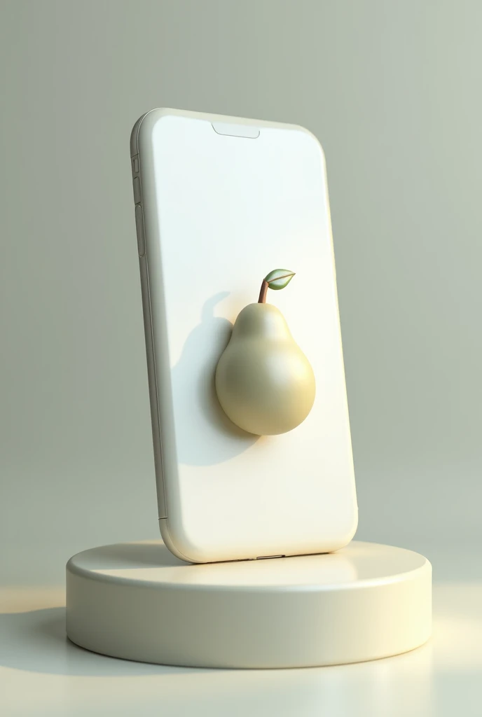 Make a cell phone with a bitten pear symbol and the brand name is pear pad, put it behind your cell phone