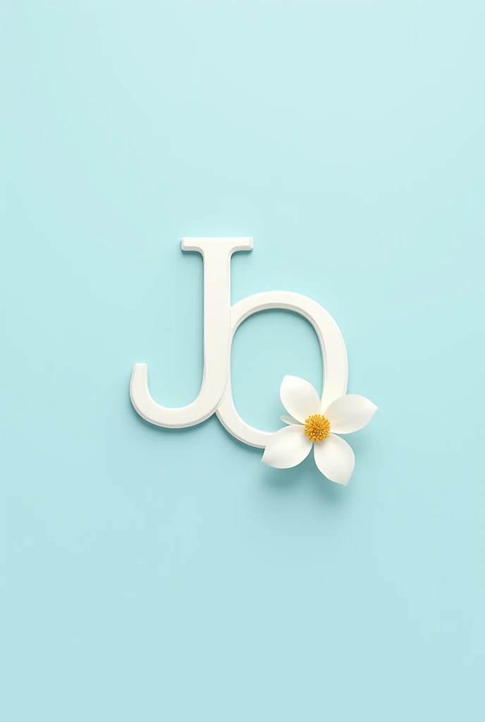 A wallpaper with a Jasmine flower and next to the letter J and Q the background is light blue