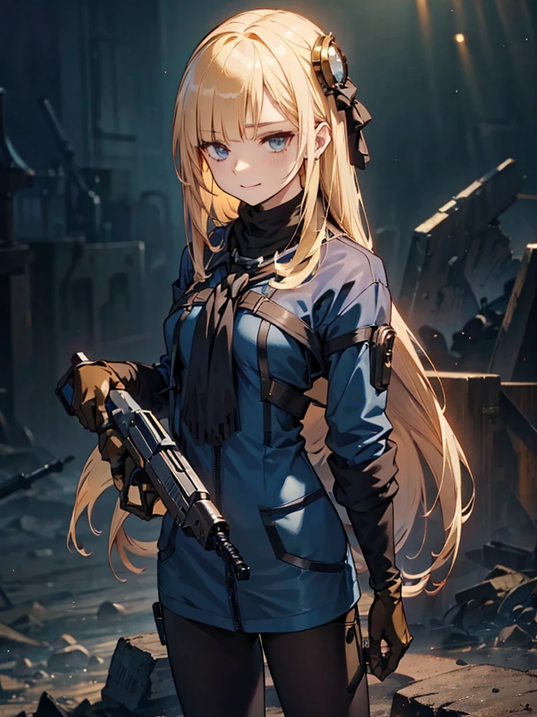 holding_gun, assault_rifle, Very detailed, Anime Style, whole body, alone, Stylish Gunfighter Girl, Holding a steampunk long barrel pistol,Standing in the wasteland, 8K high resolution, White Background, In the spotlight, The background is a dark and desolate landscape, Horror movie atmosphere. Her figure is very beautiful, Emphasizing the dark and crazy elements. Skillfully expressing the effects of light and shadow,